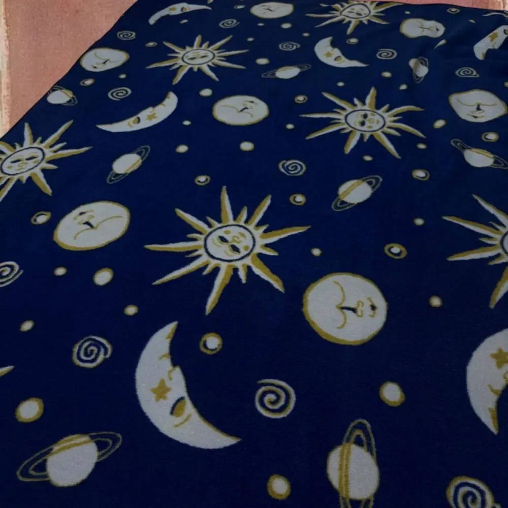 Whimsigoth Boho Astrology Zodiac Fleece Space Astronomy Throw Blanket Sun Moon